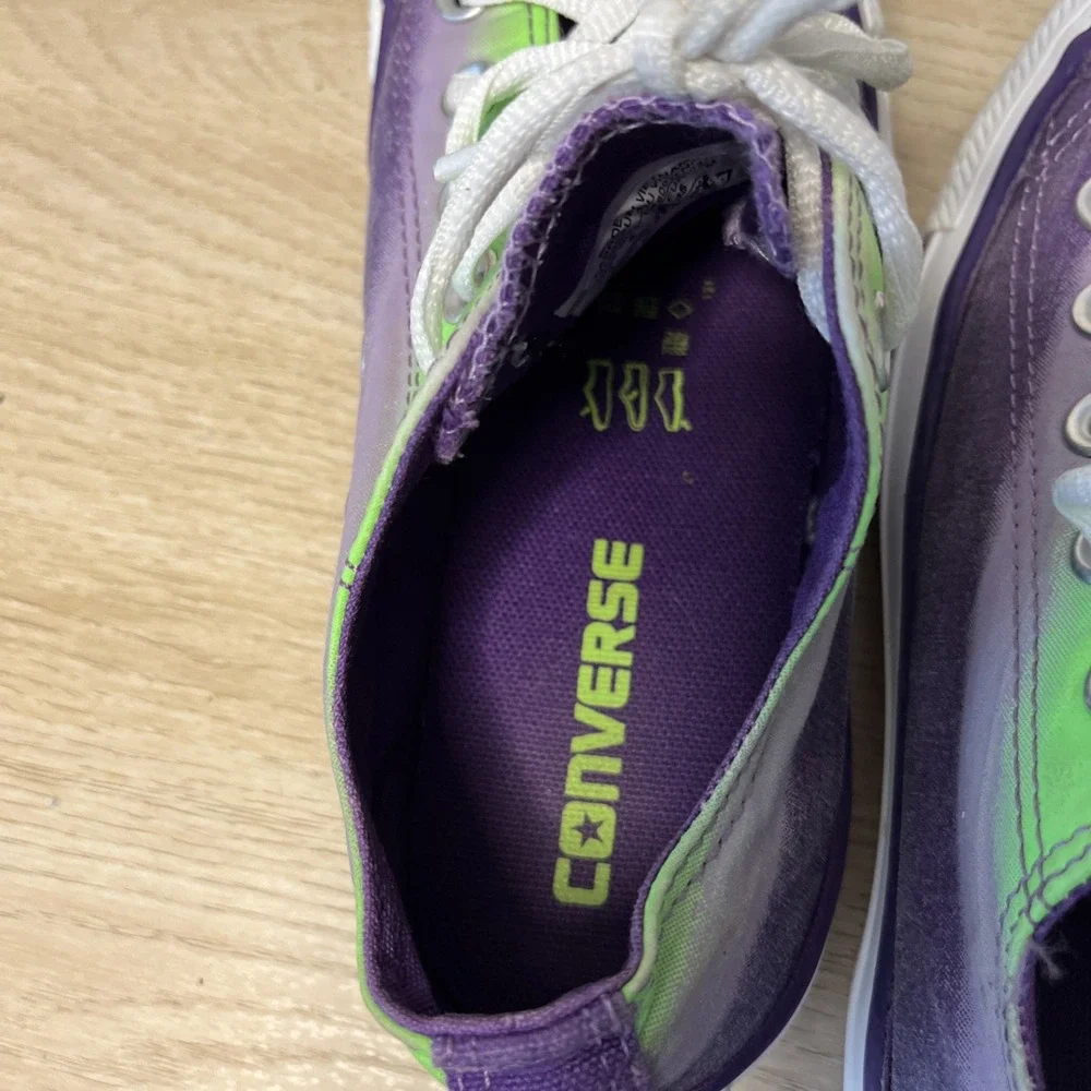 Converse All Star Low Purple Green Fade Women's 5 Big‎ Kids 3.5 Halloween Chucks
